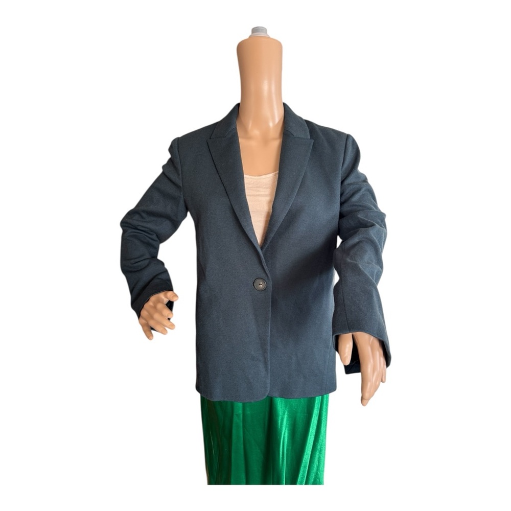 Vince Blazer Womens Size 2 Wool Blend One Button Down Green Blazer